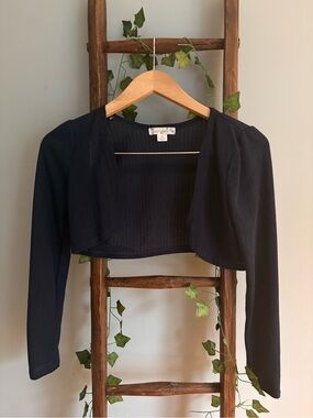 Black Ribbed Crop Bolero